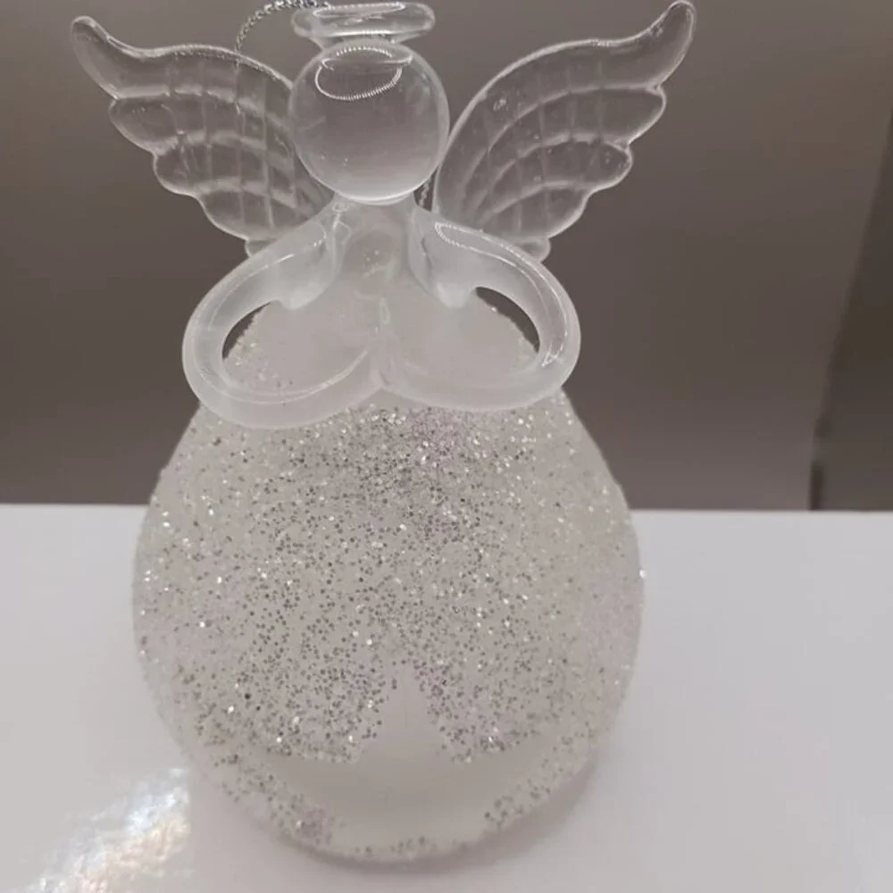 Bogo glass star angel with lovely frosted  glitter holding heart